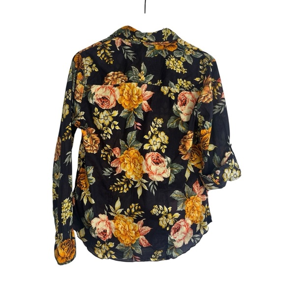 SUNDANCE CINO Women's 100% Cotton Blue Floral Long Sleeve Blouse Top XS - Picture 2 of 9